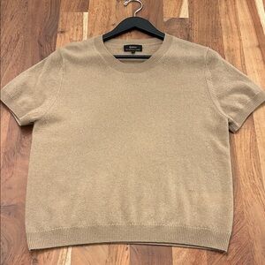 Quince Women’s Crewneck Short-Sleeve Sweater in Camel Tan